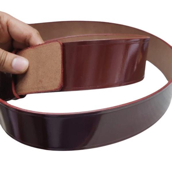 Premium Glossy Leather Belt Strip (Deep Maroon Color)